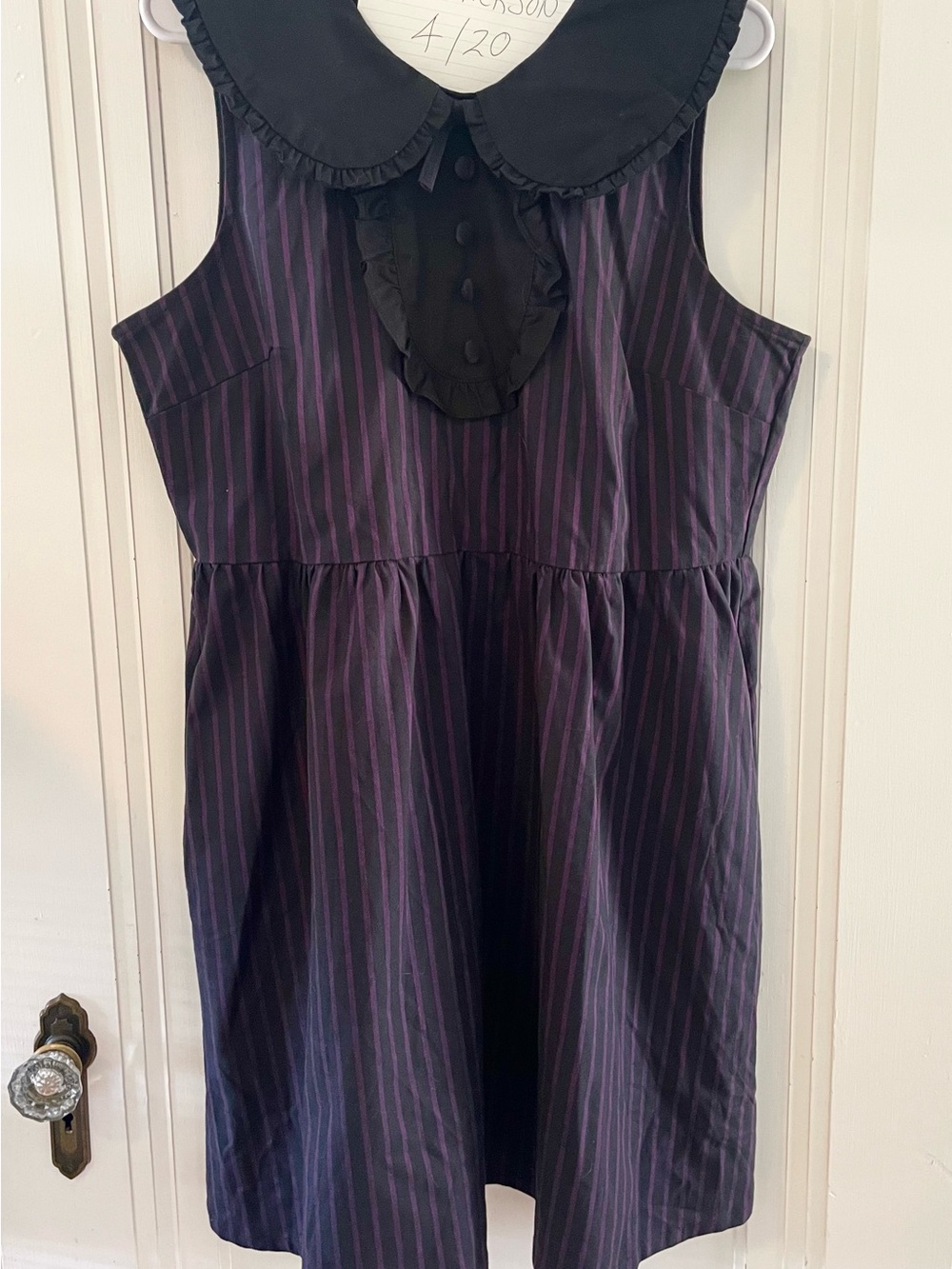Black Friday Black and Purple Stripe Peter Pan Collar Dress